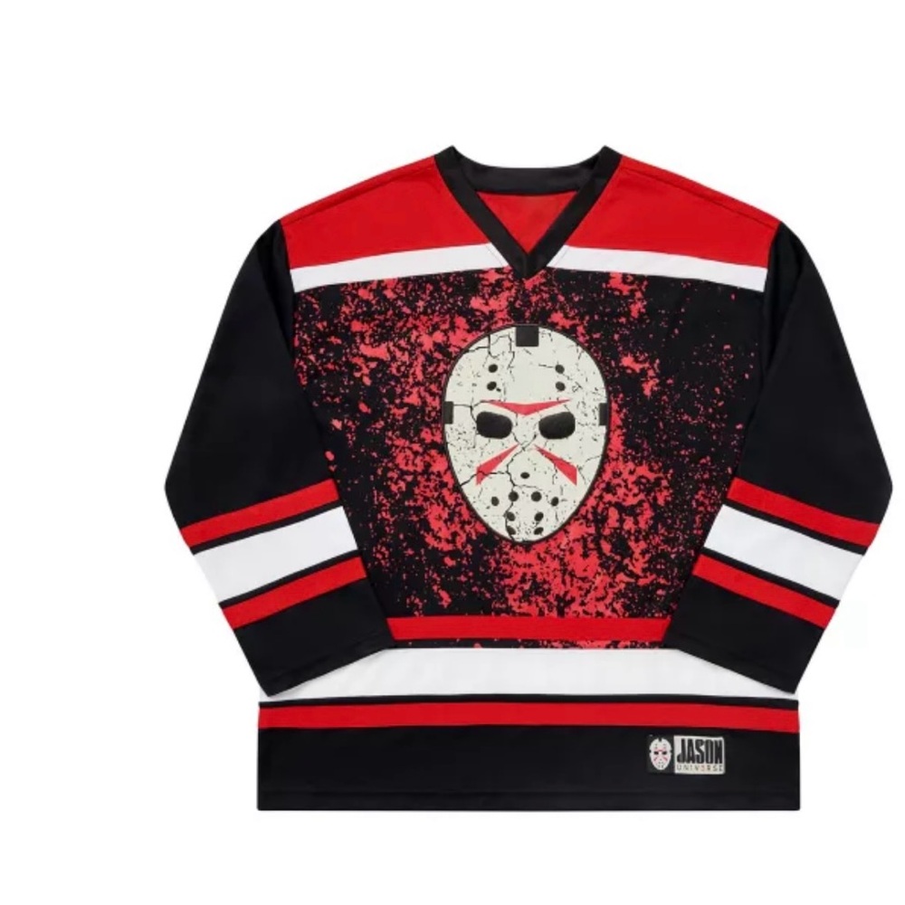 Hockey Mask Graphic Black and Red Jersey